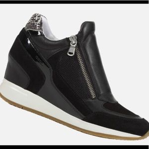 Geox Nydame wedge sneaker black leather
